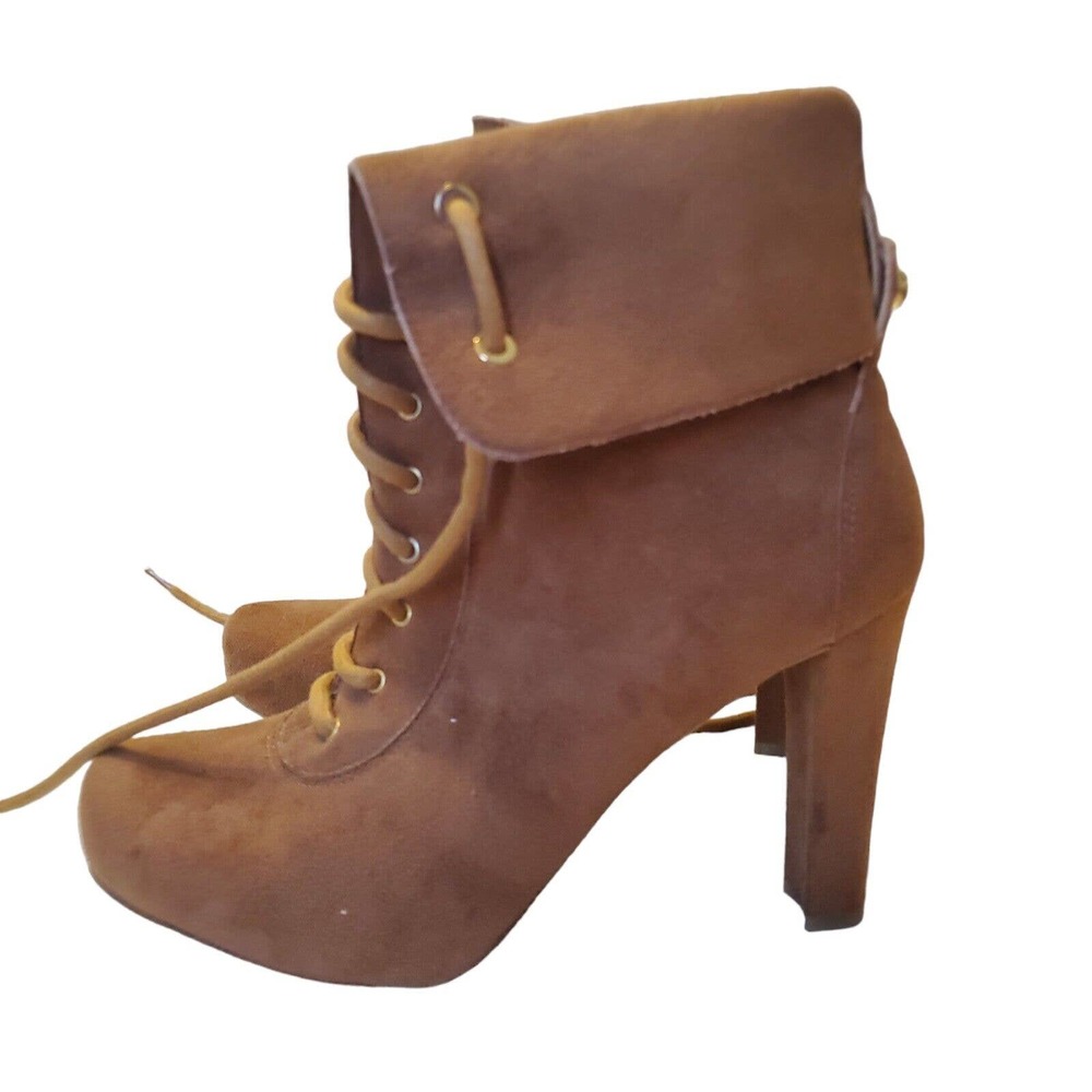 Olsen Haus Women's Bootie Size 8 Brown Pure Vegan Mid Calf Heels Classic Chic